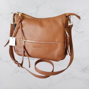 NWT! Roomy  Brown Faux Leather Purse Shoulder Bag w/Two Detachable Straps